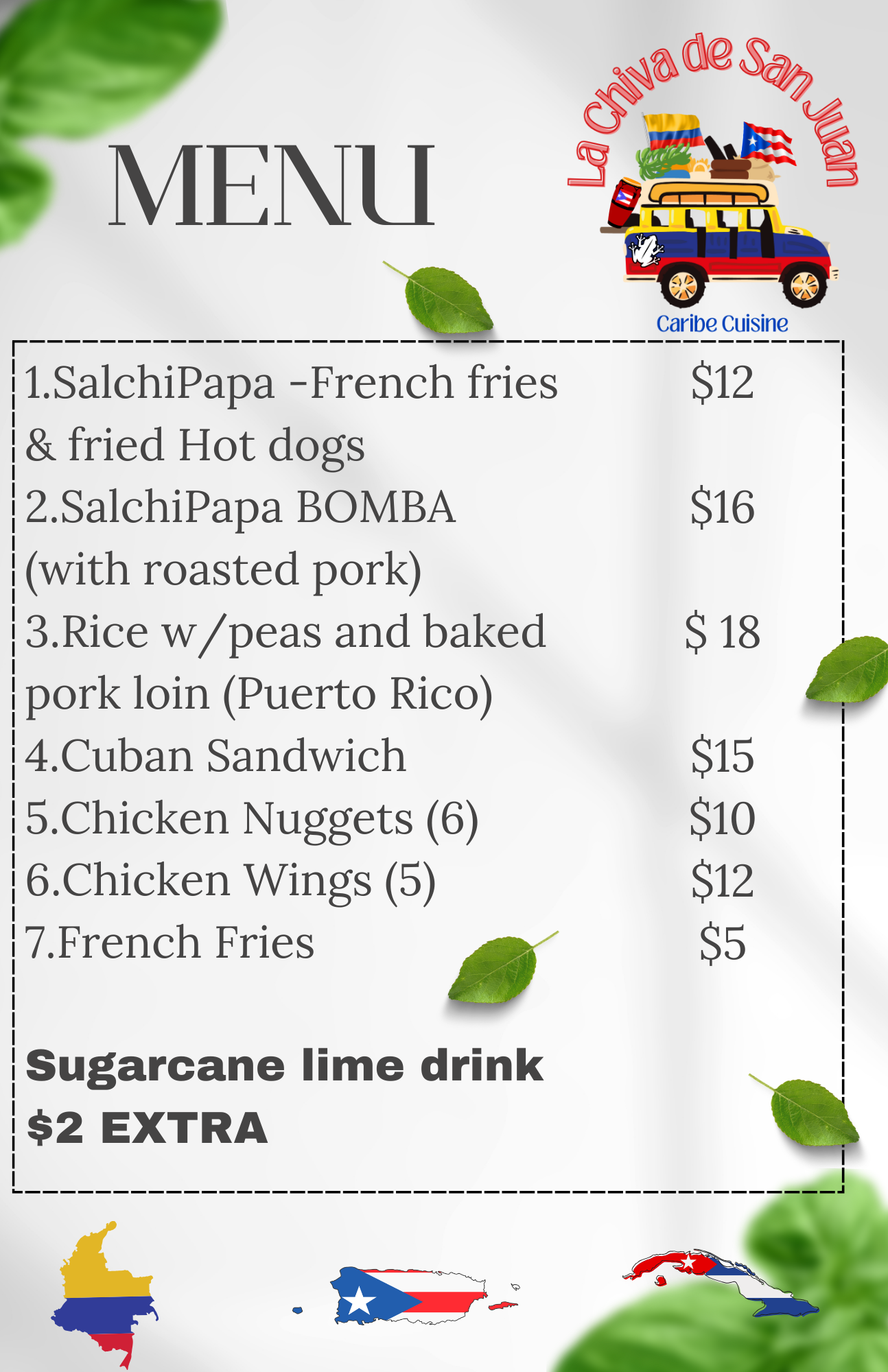 Menu in English