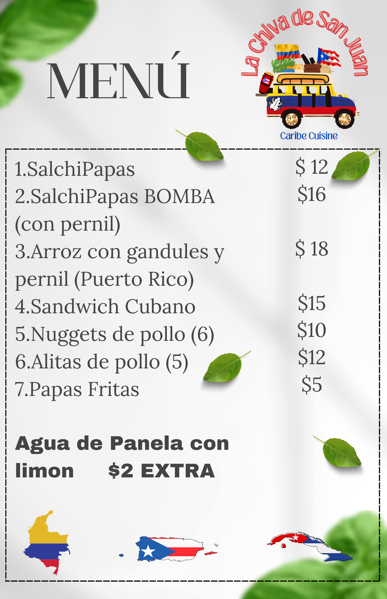 Menu in Spanish